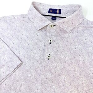 Stitch Golf Mens Lavender Floral Burst Performance Polo Shirt Large White Purple